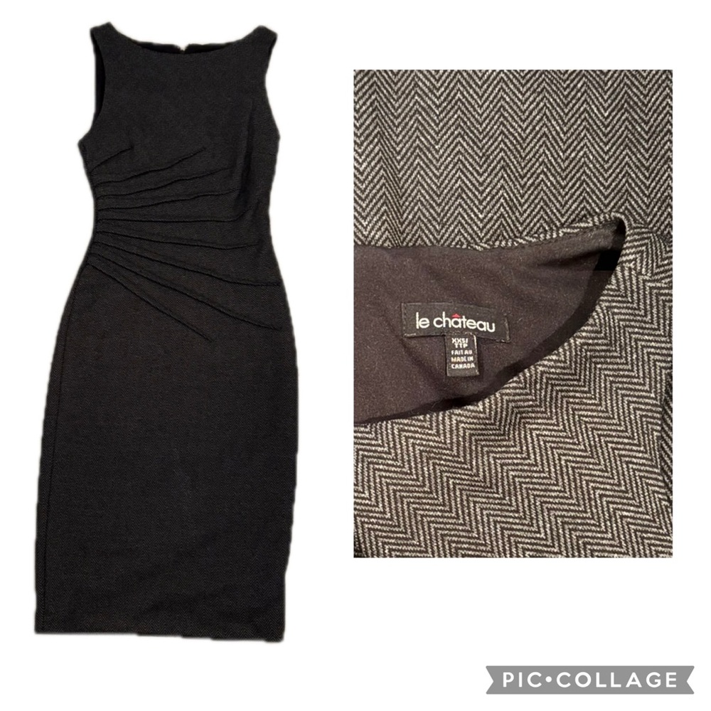 Le Chateau Black-Grey tweed dress